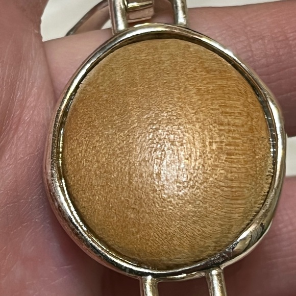 Vintage MCM Natural Wood And Milky Opalescent Chain Bracelet - Picture 10 of 16